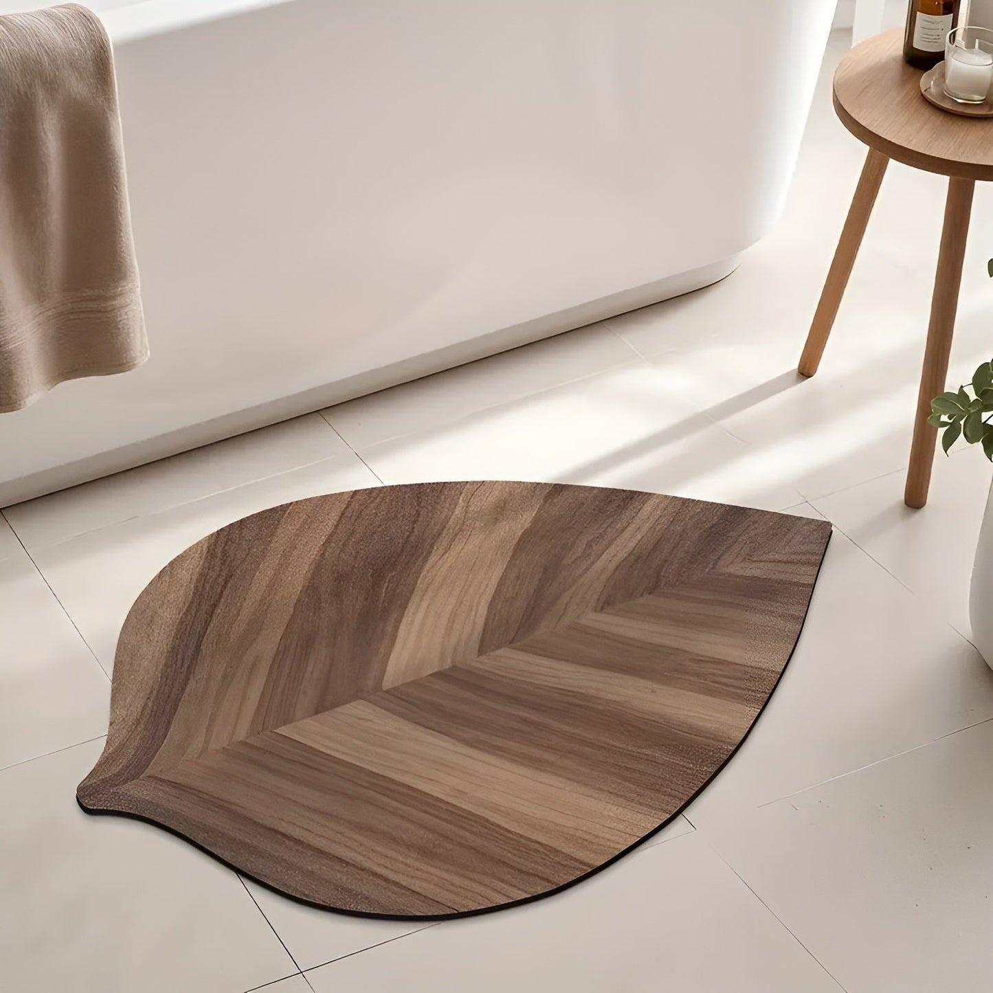 Leaf Shape Bathroom Mat Absorbent Quick Dry Floor Rug