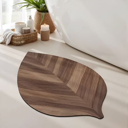 Leaf Shape Bathroom Mat Absorbent Quick Dry Floor Rug