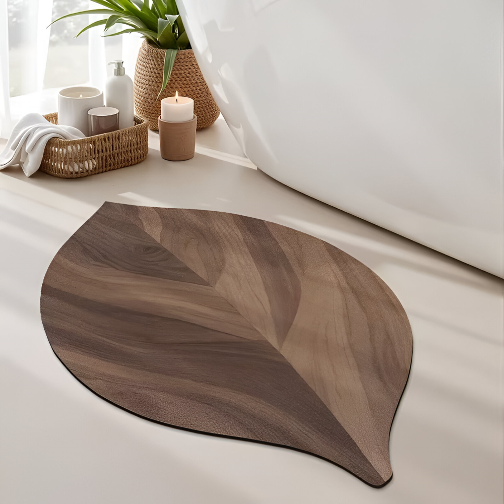 Leaf Shape Bathroom Mat Water Absorbent Non Slip Bath Rug