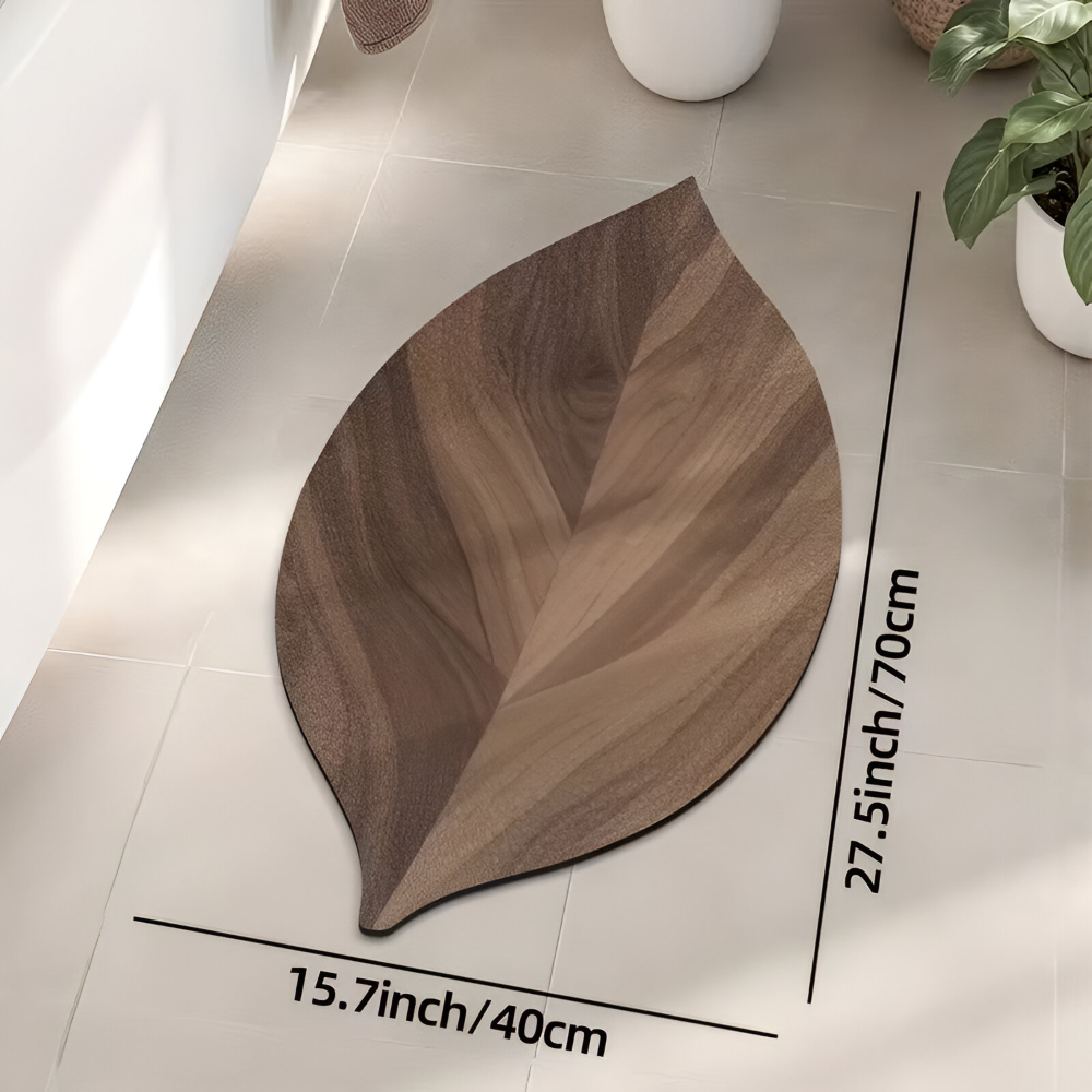 Leaf Shape Bathroom Mat Water Absorbent Non Slip Bath Rug