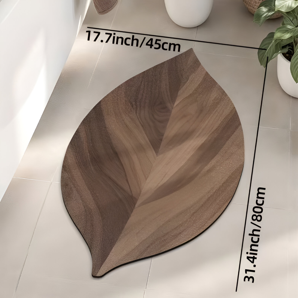 Leaf Shape Bathroom Mat Water Absorbent Non Slip Bath Rug