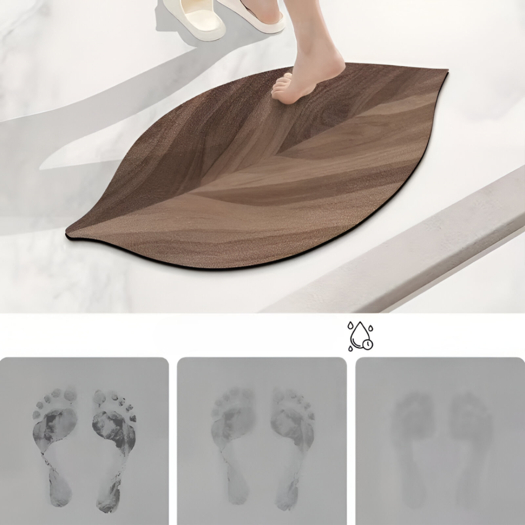 Leaf Shape Bathroom Mat Water Absorbent Non Slip Bath Rug