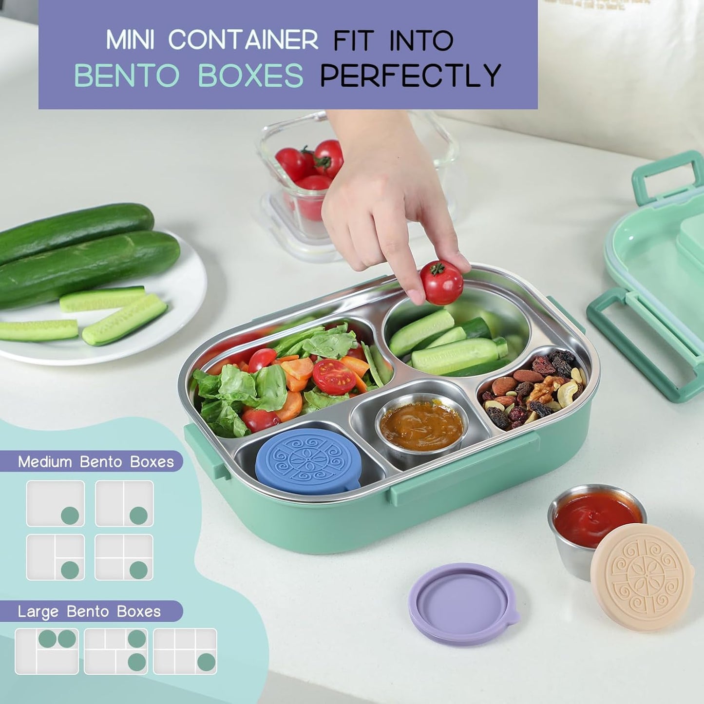 Leakproof Stainless Steel Sauce Containers 6-Pack for Dressings, Dips, and Condiments