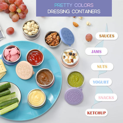 Leakproof Stainless Steel Sauce Containers 6-Pack for Dressings, Dips, and Condiments