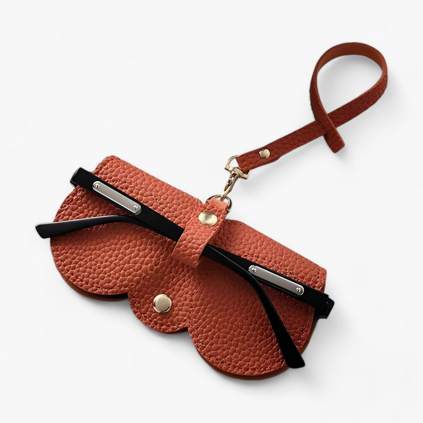 Leather Glasses Case Snap Closure Protective Eyewear Storage Pouch Travel Organizer