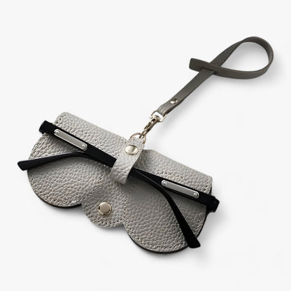 Leather Glasses Case Snap Closure Protective Eyewear Storage Pouch Travel Organizer