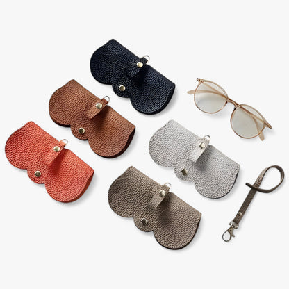 Leather Glasses Case Snap Closure Protective Eyewear Storage Pouch Travel Organizer