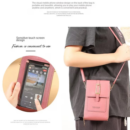 Leather Phone Wallet Crossbody Bag Stylish Multi Functional Organizer