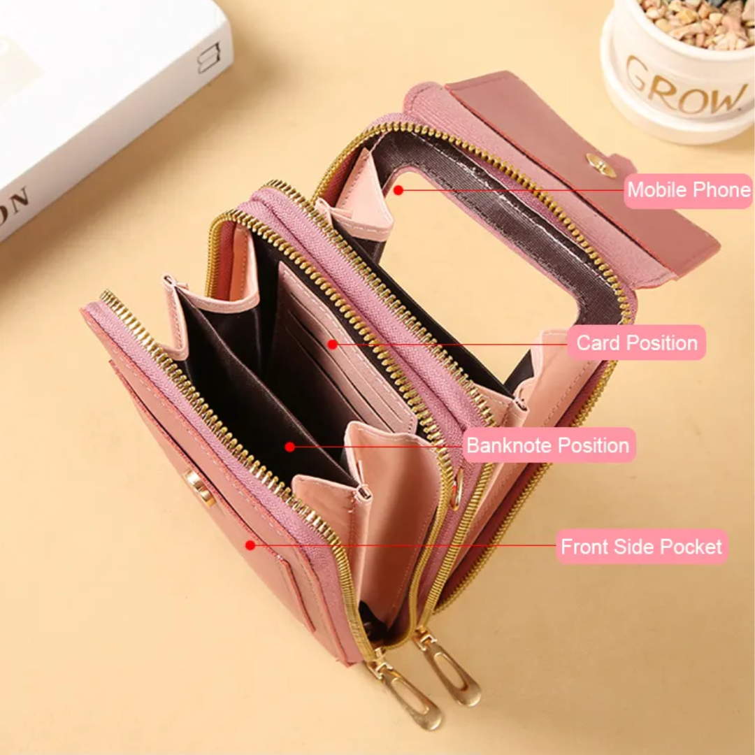 Leather Phone Wallet Crossbody Bag Stylish Multi Functional Organizer