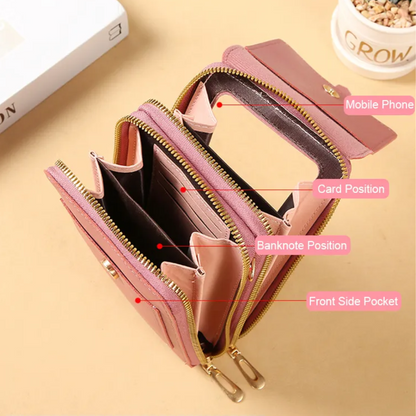 Leather Phone Wallet Crossbody Bag Stylish Multi Functional Organizer