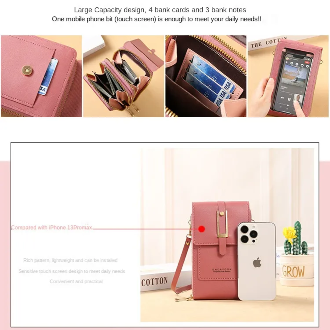 Leather Phone Wallet Crossbody Bag Stylish Multi Functional Organizer