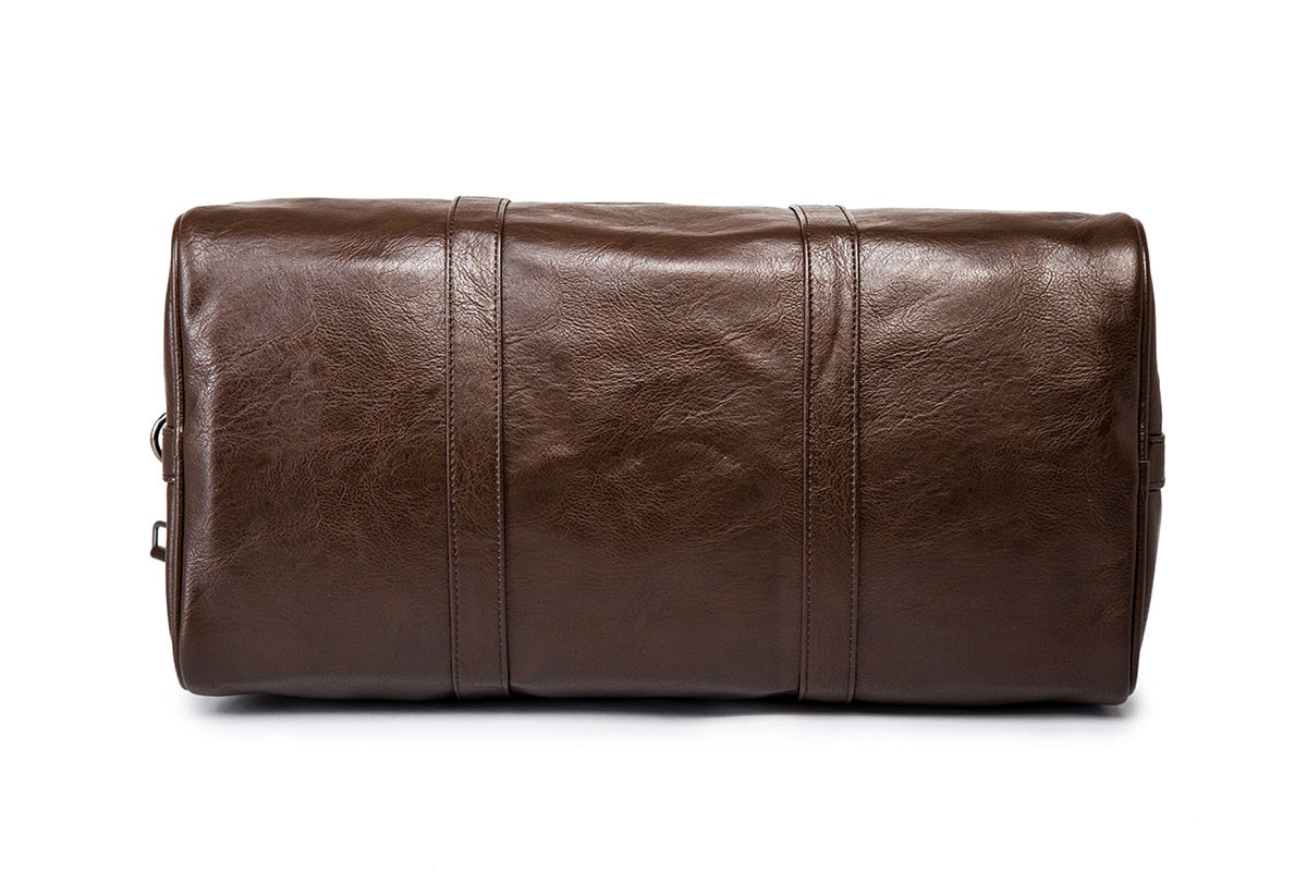 Leather Travel Duffel Bag Mens Weekend Carry Bag