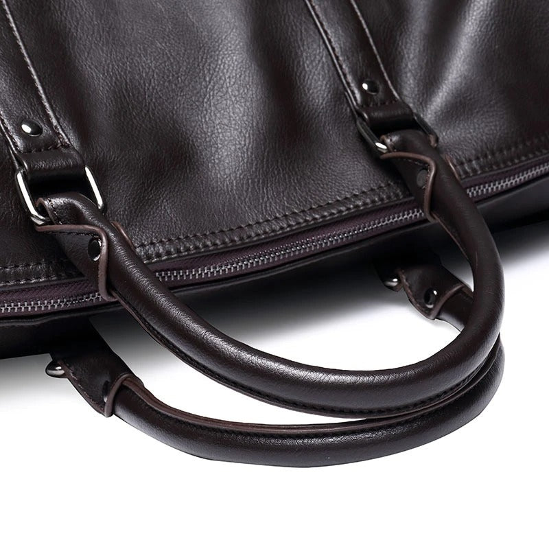 Leather Travel Duffel Bag Mens Weekend Carry Bag