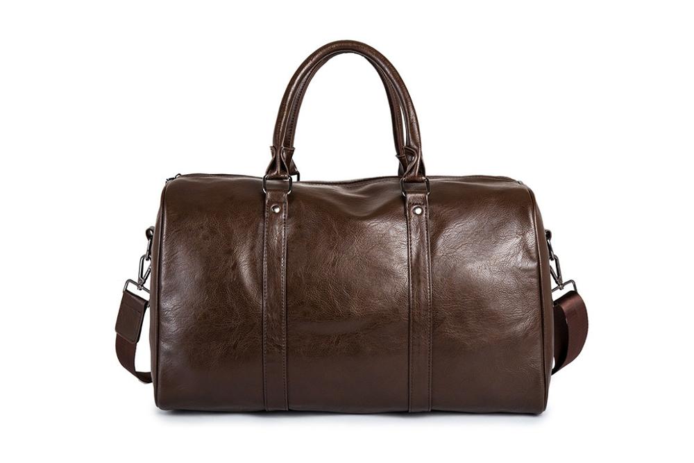 Leather Travel Duffel Bag Mens Weekend Carry Bag