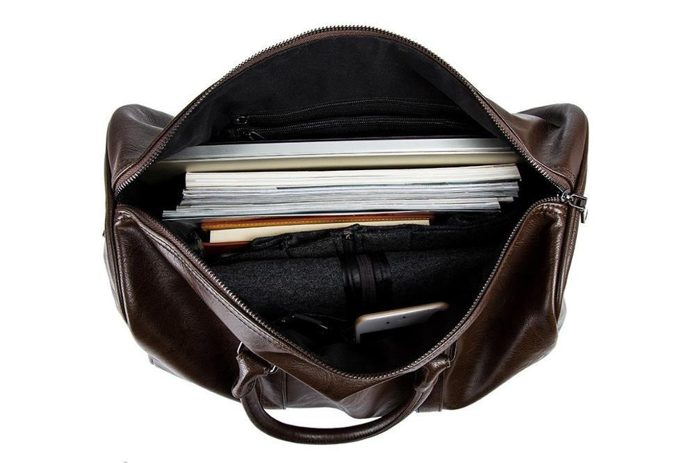 Leather Travel Duffel Bag Mens Weekend Carry Bag