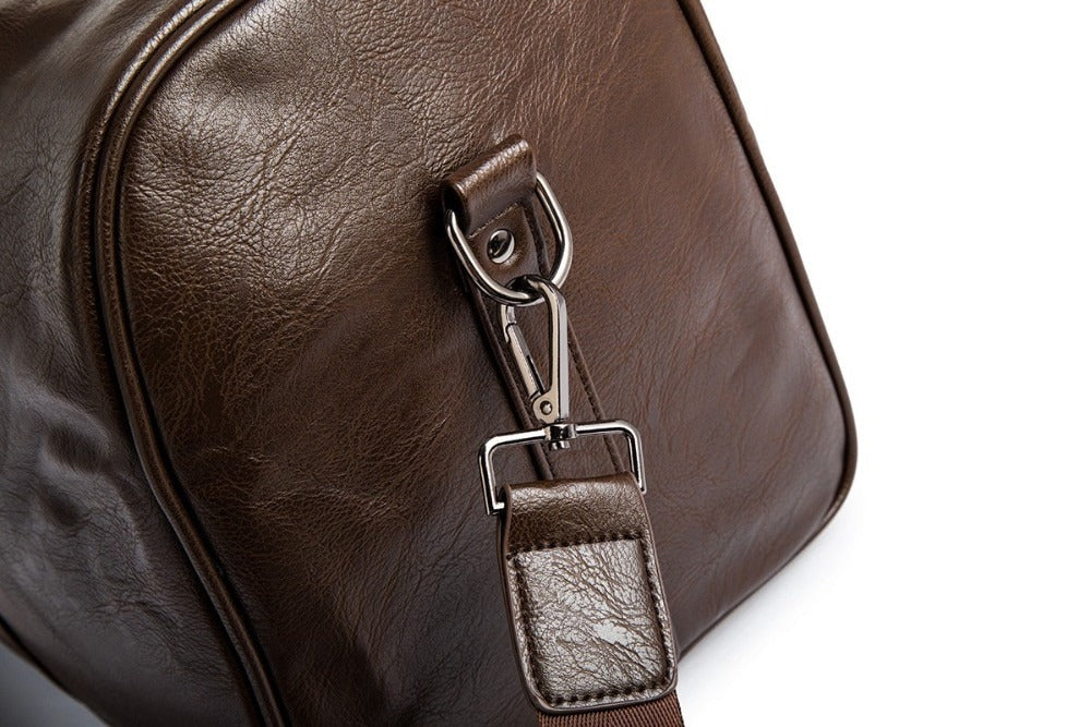 Leather Travel Duffel Bag Mens Weekend Carry Bag
