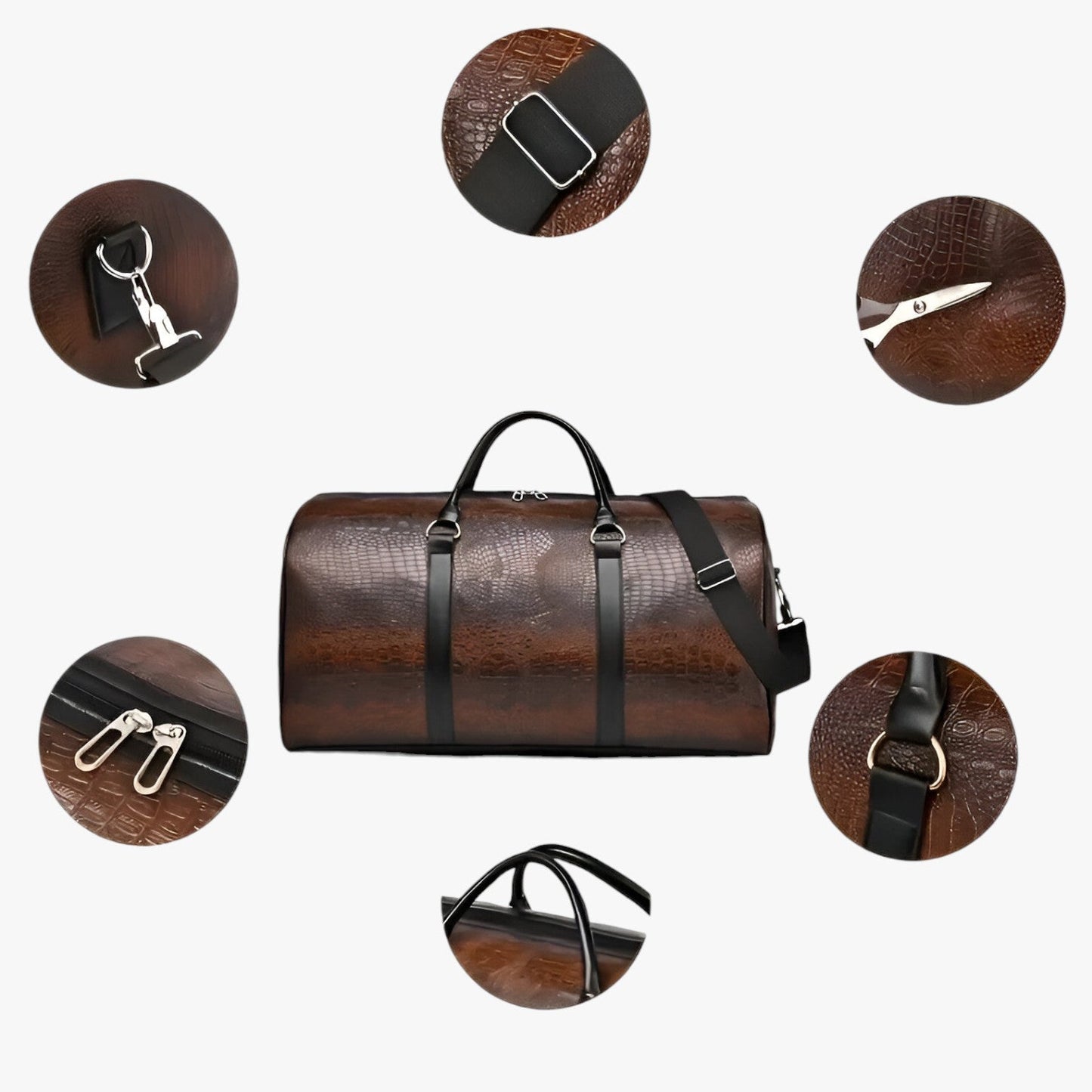 Leather Travel Duffle Bag Large Capacity Weekend Carry Bag