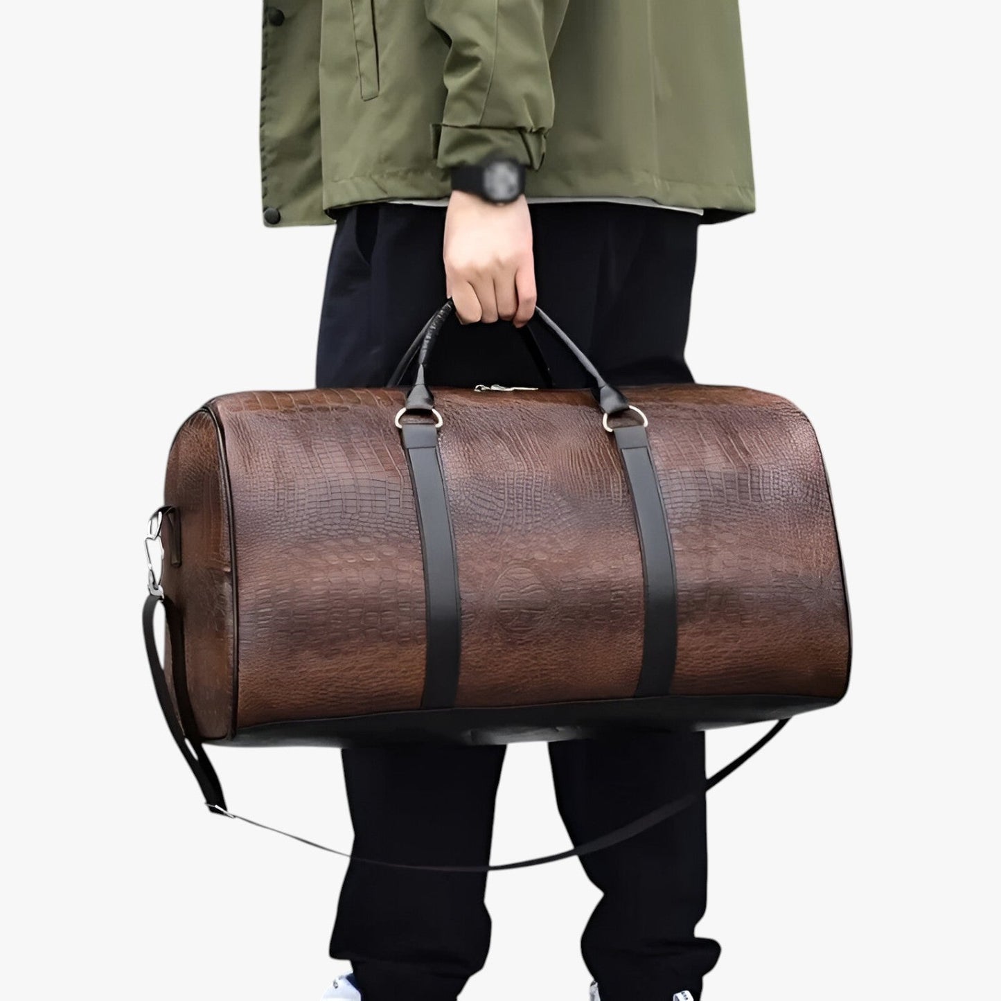 Leather Travel Duffle Bag Large Capacity Weekend Carry Bag