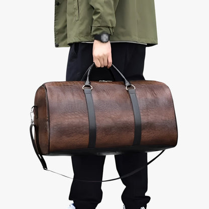Leather Travel Duffle Bag Large Capacity Weekend Carry Bag