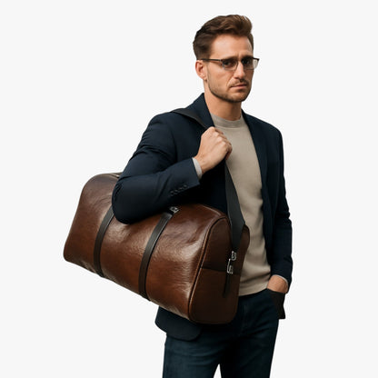 Leather Travel Duffle Bag Large Capacity Weekend Carry Bag