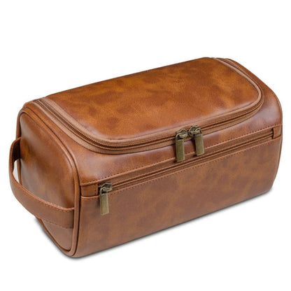 Leather Travel Toiletry Bag with Hanging Hook Organizer