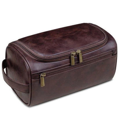 Leather Travel Toiletry Bag with Hanging Hook Organizer