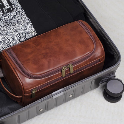 Leather Travel Toiletry Bag with Hanging Hook Organizer
