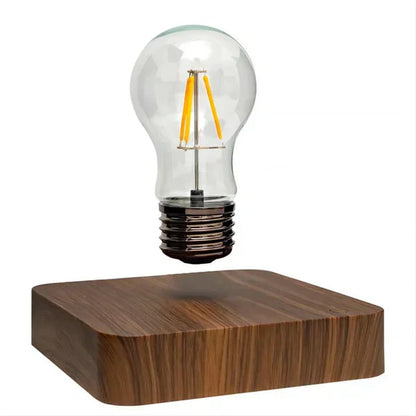 Levitating Edison Bulb Lamp with Walnut Wood Base – Modern Floating Desk Light