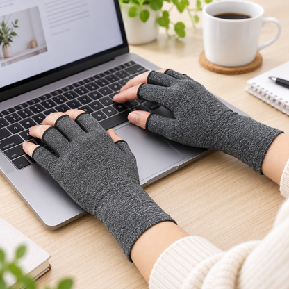 Licht ondersteunende compressiehandschoenen van zacht katoen met ontwerp zonder vingers