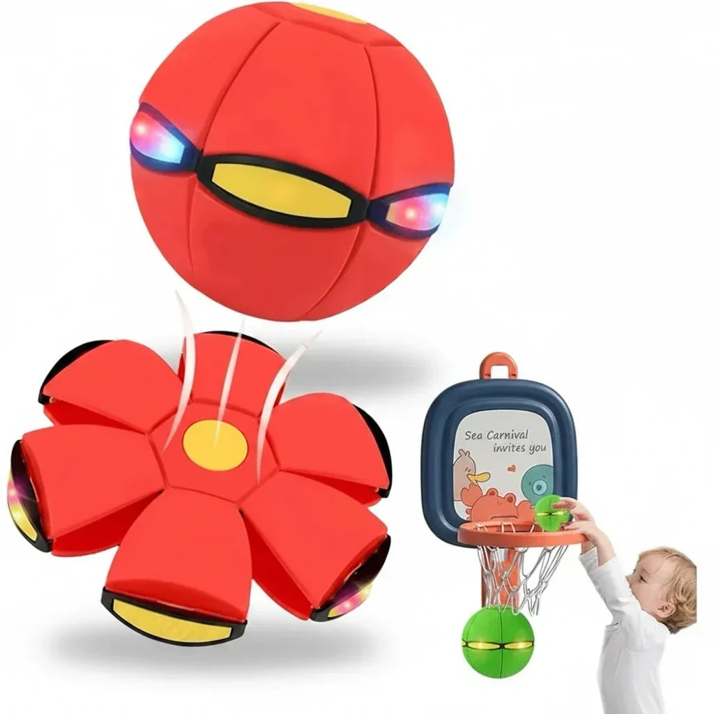 Light Up Flying Saucer Bouncy Ball Interactive Toy for Kids and Pets