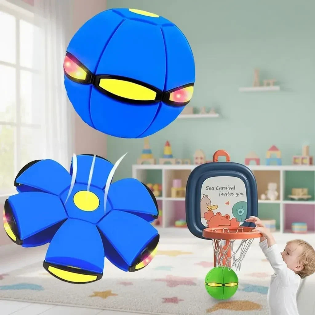 Light Up Flying Saucer Bouncy Ball Interactive Toy for Kids and Pets