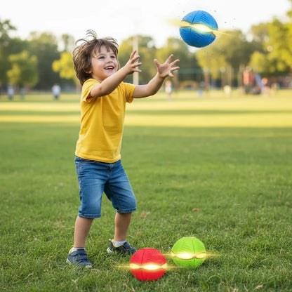 Light Up Flying Saucer Bouncy Ball Interactive Toy for Kids and Pets