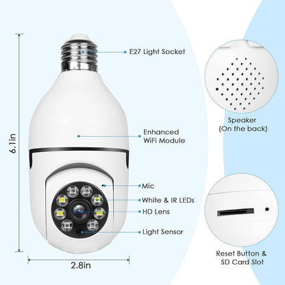 Lightbulb Security Camera with 360° Wireless Monitoring