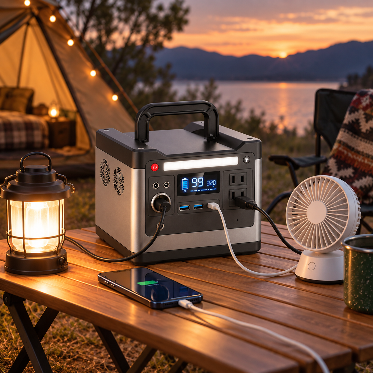 Lightweight Portable Power Station with 298Wh Battery Capacity and 320W Output