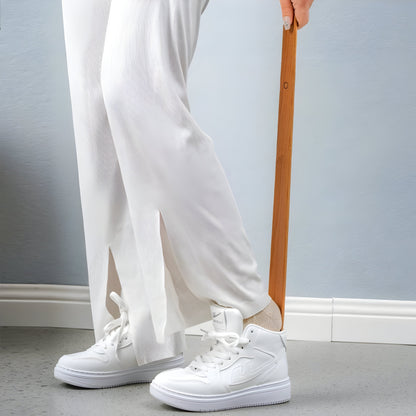 Long Handle Wooden Shoehorn Magnetic Shoe Helper