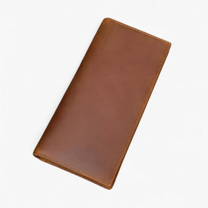 Long Leather Wallet Mens Double Zipper Card Holder Travel Purse