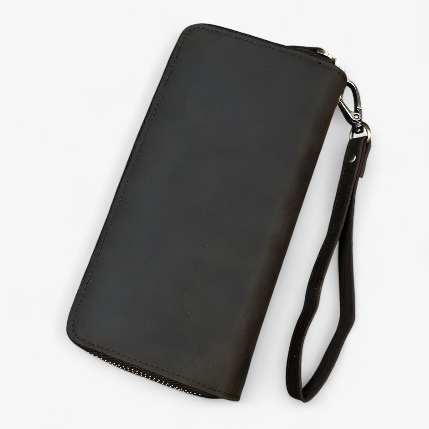 Long Leather Wallet Mens Double Zipper Card Holder Travel Purse