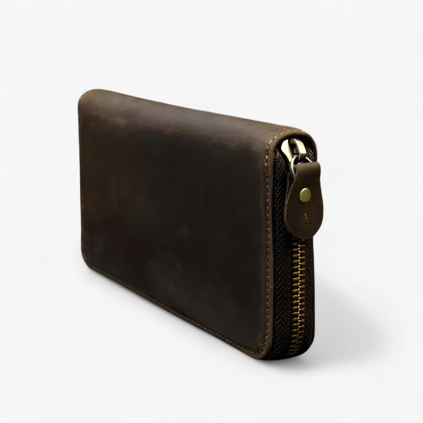 Long Leather Wallet Mens Double Zipper Card Holder Travel Purse