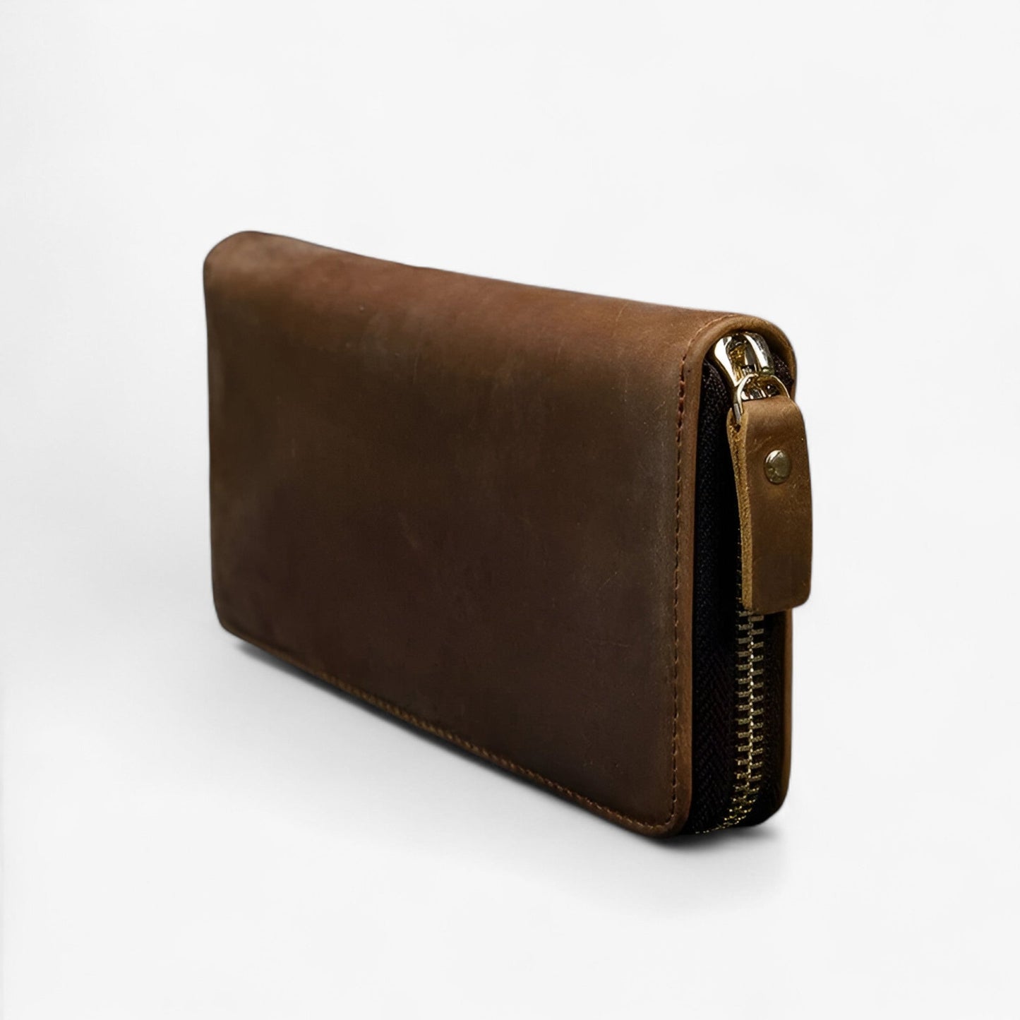 Long Leather Wallet Mens Double Zipper Card Holder Travel Purse
