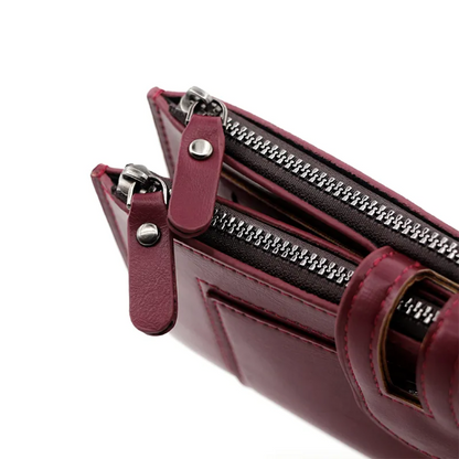 Long Leather Wallet Slim Durable Zippered Wallet for Cards and Cash