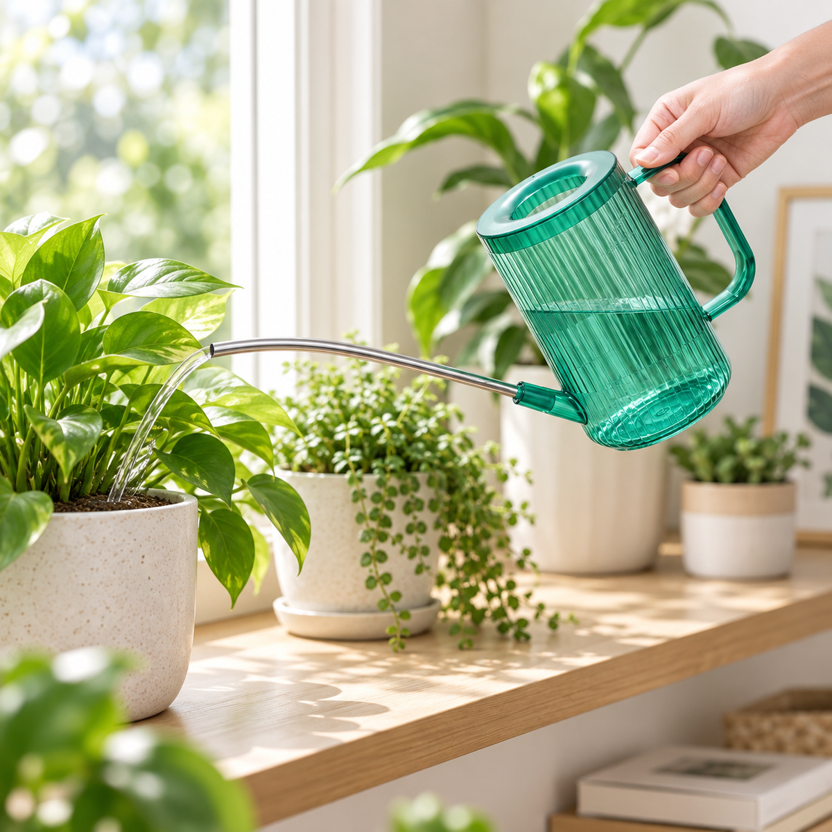 Long Spout Watering Can with Ergonomic Handle for Precise Plant Watering