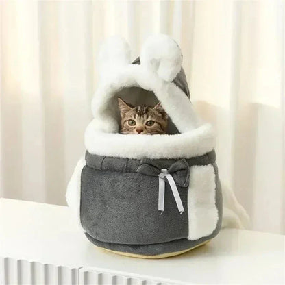 Luxury Cat Carrier Backpack Soft Velvet Pet Travel Bag