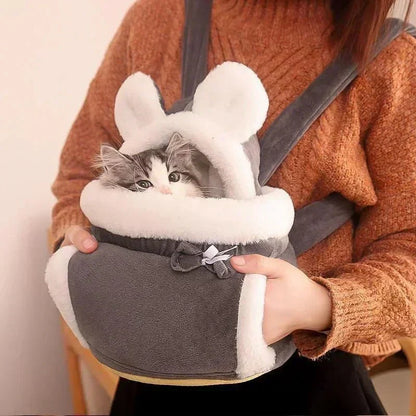 Luxury Cat Carrier Backpack Soft Velvet Pet Travel Bag