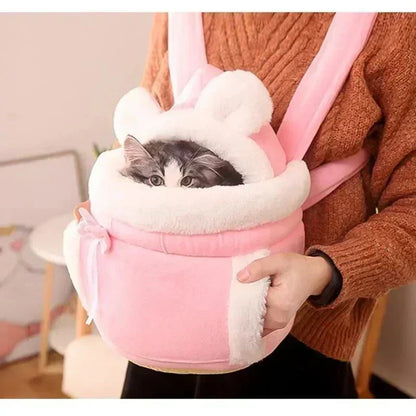 Luxury Cat Carrier Backpack Soft Velvet Pet Travel Bag