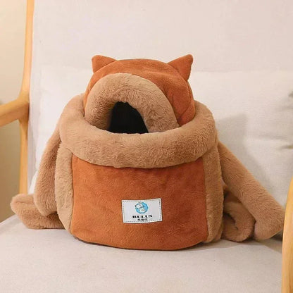 Luxury Cat Carrier Backpack Soft Velvet Pet Travel Bag