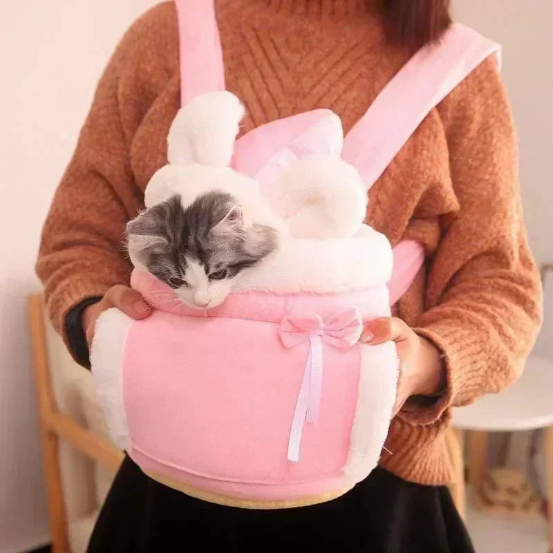 Luxury Cat Carrier Backpack Soft Velvet Pet Travel Bag