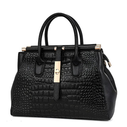 Luxury Crocodile Embossed Leather Shoulder Handbag for Women