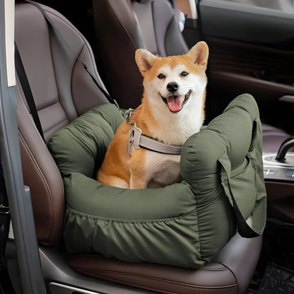 Luxury Dog Car Seat with Blue-White Stripes – Comfortable & Safe Travel Bed for Pets