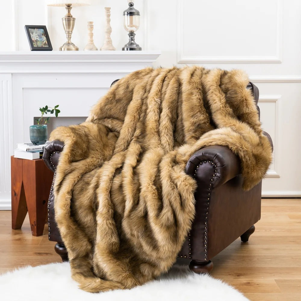 Luxury Faux Fur Blanket Soft Warm Throw Blanket For Sofa Bed