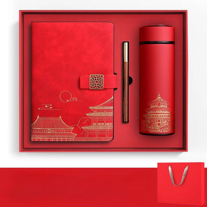 Luxury Gift Set Notebook Thermos Bottle Pen Elegant Office Set